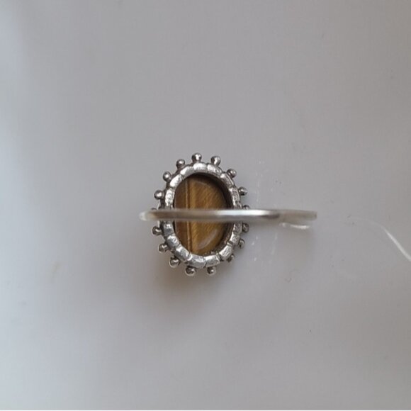 Vintage Boho Sterling Silver Brown Tiger's Eye Gemstone Cabochon Ring 6.5 - Picture 6 of 12